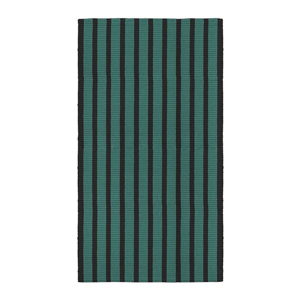 VÄGSKYLT rug, flatwoven, blue-green/black, 80x150 cm