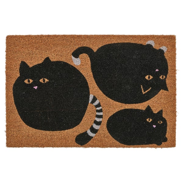 VÄGTYP door mat, cat black/natural, 40x60 cm