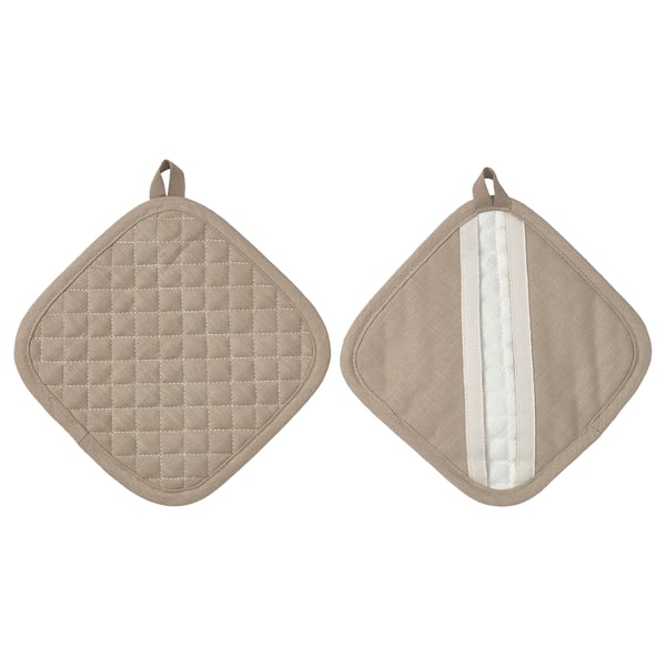 VÄLVÅRDAD pot holder, beige, 19x19 cm, 2 pack