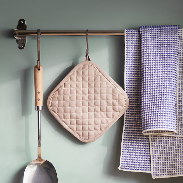 VÄLVÅRDAD pot holder, beige, 19x19 cm, 2 pack