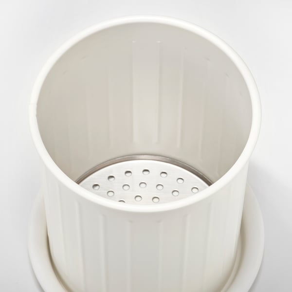 VÄLVÅRDAD cutlery stand, white/galvanised, 13 cm