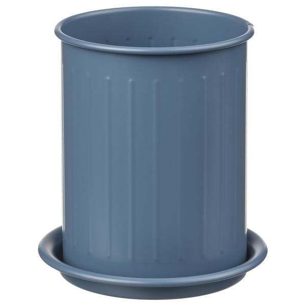 VÄLVÅRDAD cutlery stand, dark grey-blue/galvanised, 13 cm