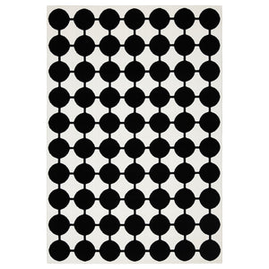 VÄNDPLATS rug, low pile, white/black dotted, 133x195 cm