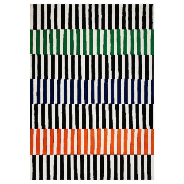 VÄNDPLATS rug, low pile, multicolour/stripe, 170x240 cm