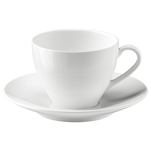 VÄRDERA coffee cup and saucer, white, 20 cl