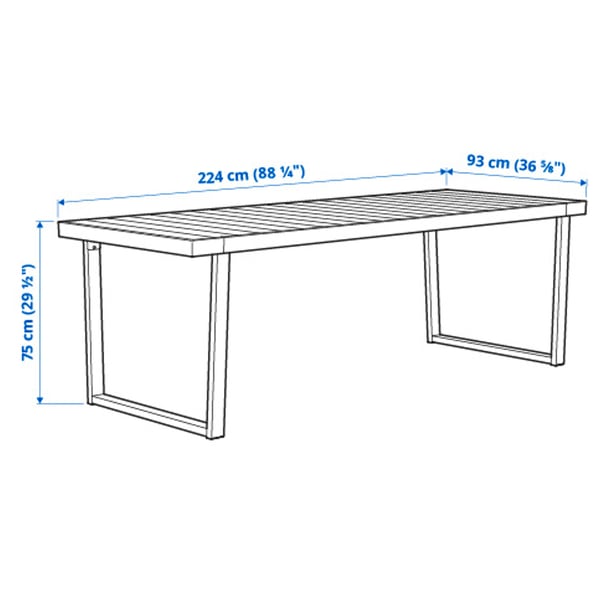 VÄRMANSÖ table, outdoor, dark grey, 224x93 cm
