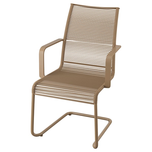 VÄSMAN chair with armrests, outdoor, brown, 54x92x59 cm