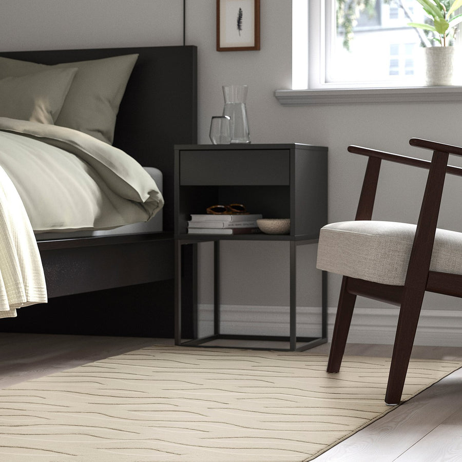 VÄXELFEL rug, low pile, off-white, 133x195 cm