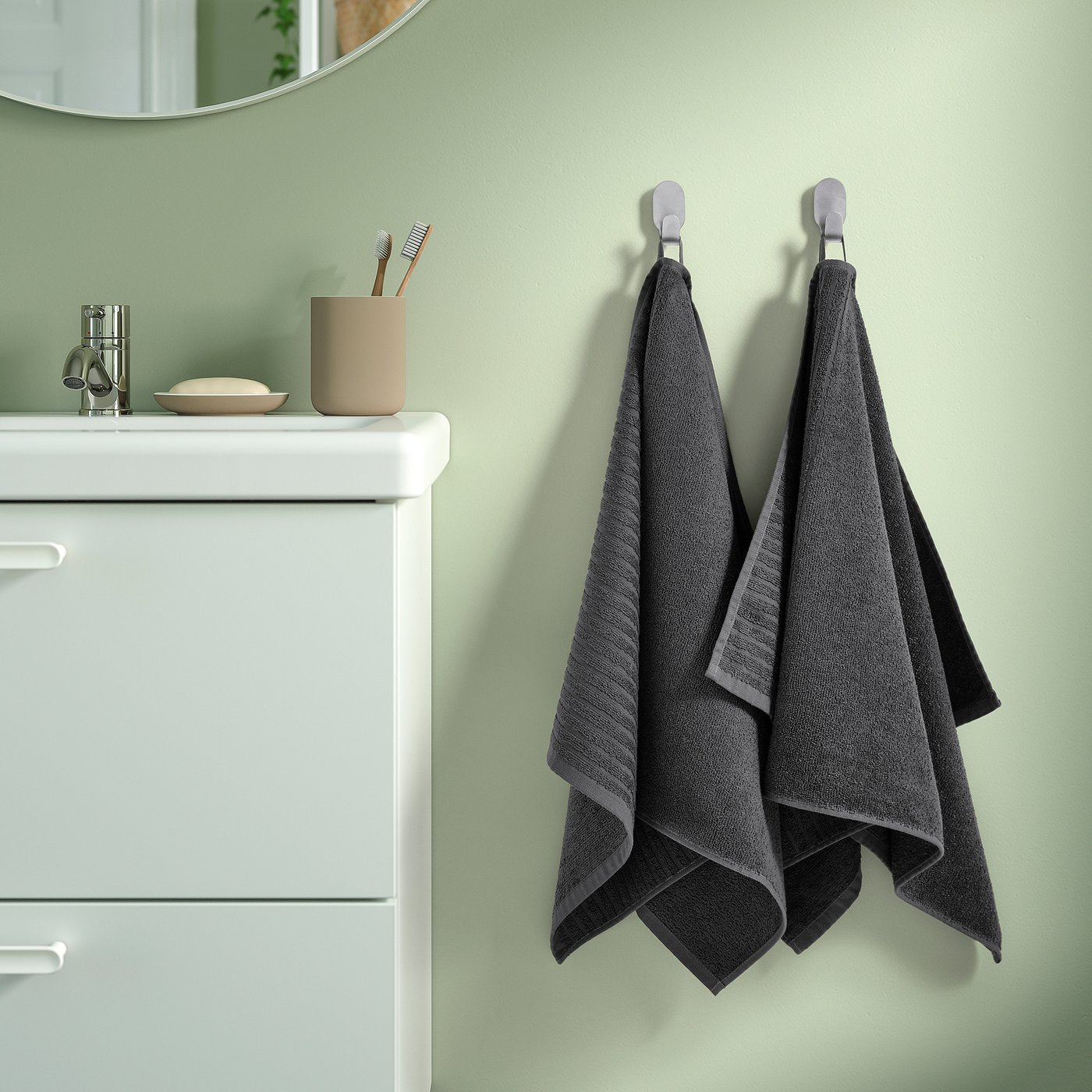 VÅGSJÖN hand towel, dark grey, 50x100 cm