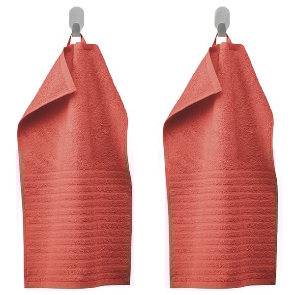 VÅGSJÖN guest towel, orange-red, 50x30 cm, 2 pack