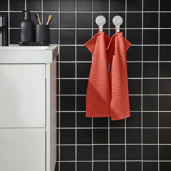 VÅGSJÖN guest towel, orange-red, 50x30 cm, 2 pack