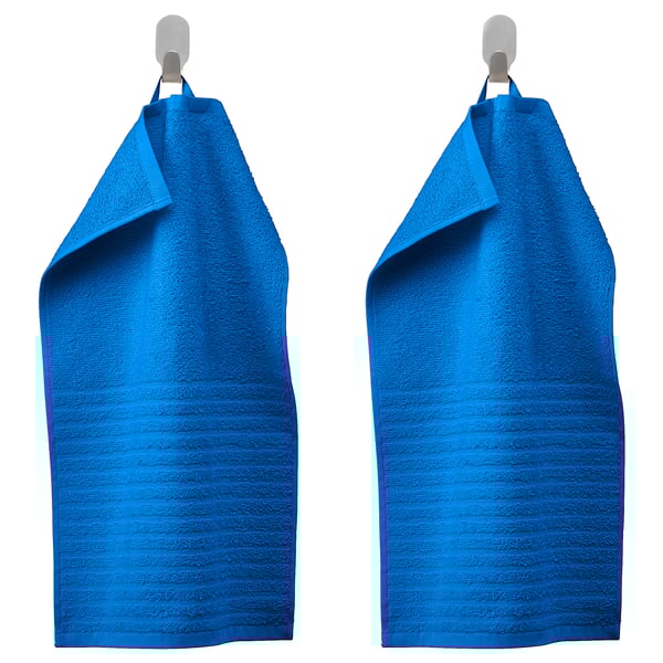 VÅGSJÖN guest towel, bright blue, 50x30 cm, 2 pack