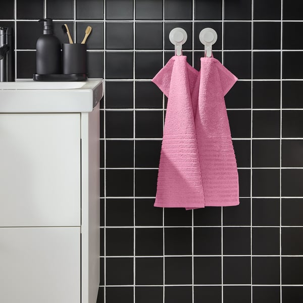 VÅGSJÖN guest towel, pink, 50x30 cm, 2 pack