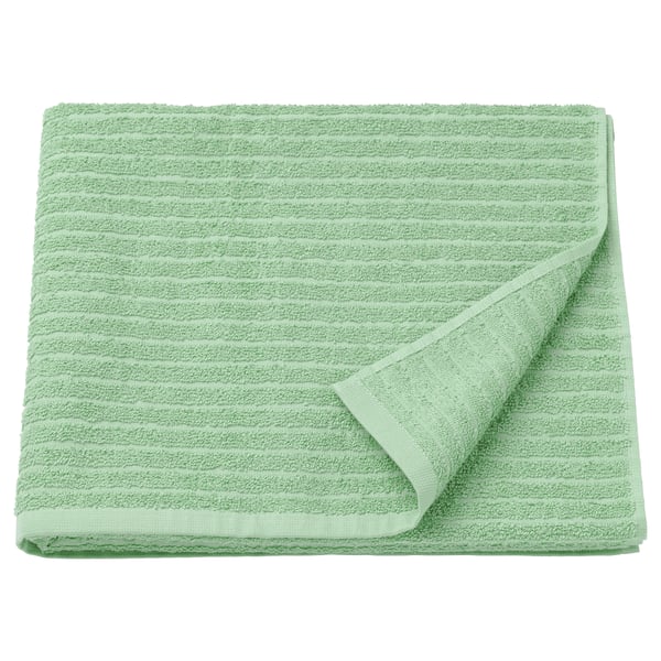 VÅGSJÖN bath towel, light green, 70x140 cm