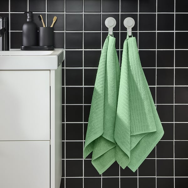 VÅGSJÖN hand towel, light green, 50x100 cm