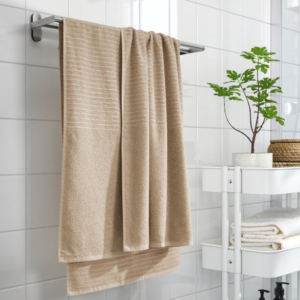 VÅGSJÖN bath sheet, light beige, 100x150 cm