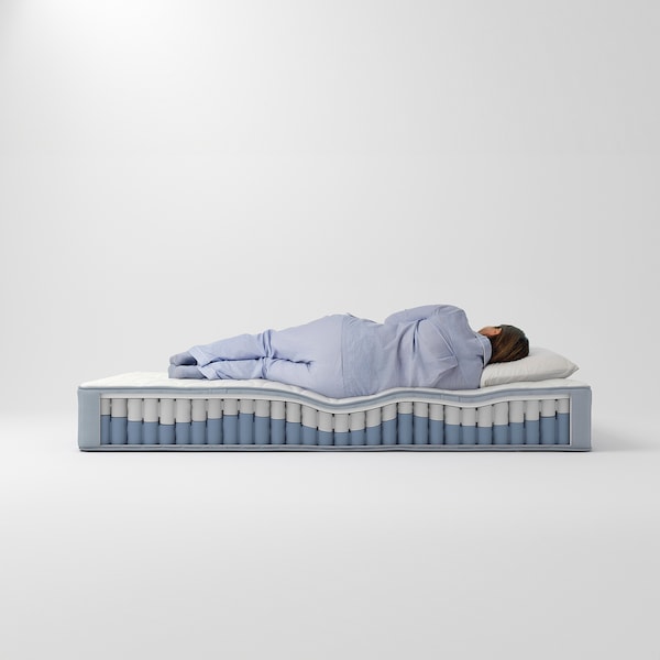 VÅGSTRANDA pocket sprung mattress, extra firm/light blue, 90x200 cm