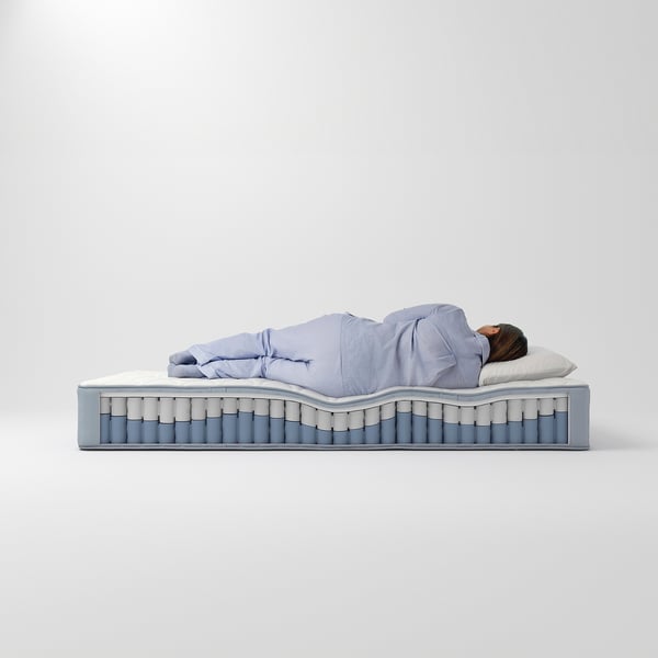 VÅGSTRANDA pocket sprung mattress, extra firm/light blue, 90x200 cm