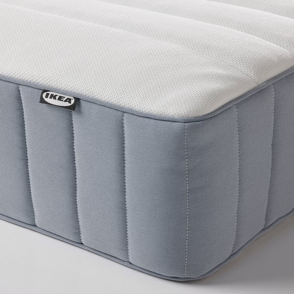 VALEVÅG pocket sprung mattress, firm/light blue, 90x200 cm