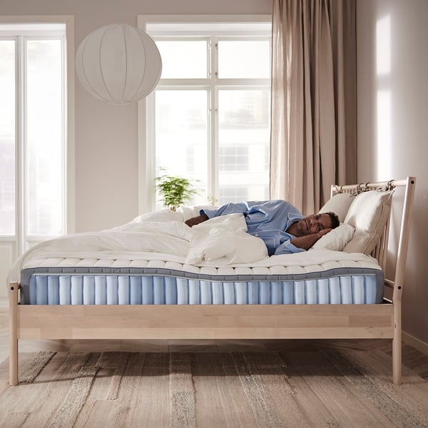 VALEVÅG pocket sprung mattress, firm/light blue, 80x200 cm