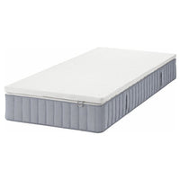 VALEVÅG mattress and mattress pad, extra firm light blue/Nordberget white, 90x200 cm