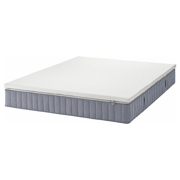 VALEVÅG mattress and mattress pad, extra firm light blue/Nordberget white, 140x200 cm
