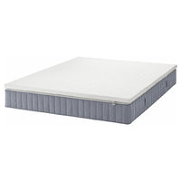 VALEVÅG mattress and mattress pad, extra firm light blue/Nordberget white, 160x200 cm