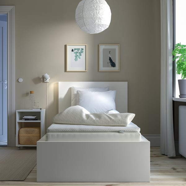 VALEVÅG mattress and mattress pad, firm light blue/Nisseholm white, 90x200 cm