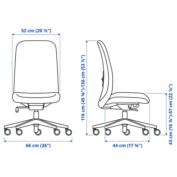 VALLFJÄLLET office chair, Gunnared grey, 50x100x72 cm