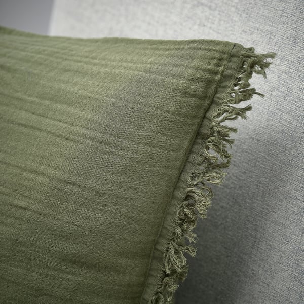 VALLKRASSING cushion cover, grey-green, 50x50 cm
