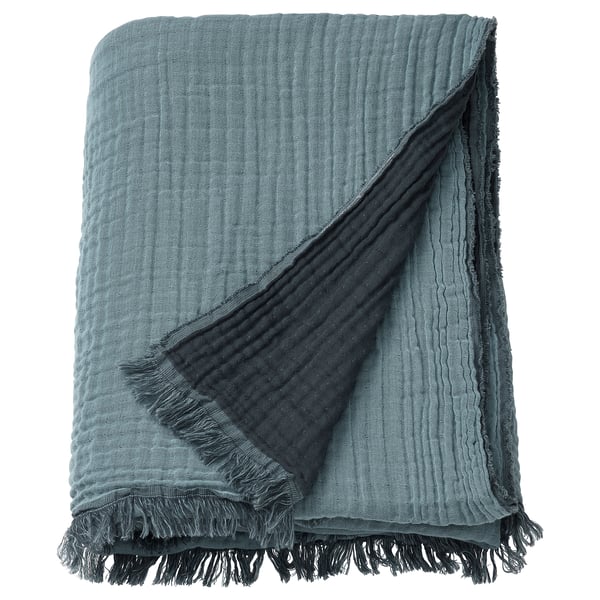 VALLKRASSING throw, light blue-grey, 150x200 cm