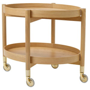 VALNÄS trolley table with storage, oak veneer, 76x56 cm
