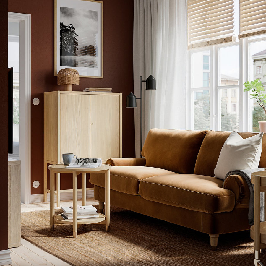 VALNÄS 2-seat sofa, Alhamn dark yellow-brown, 206 cm