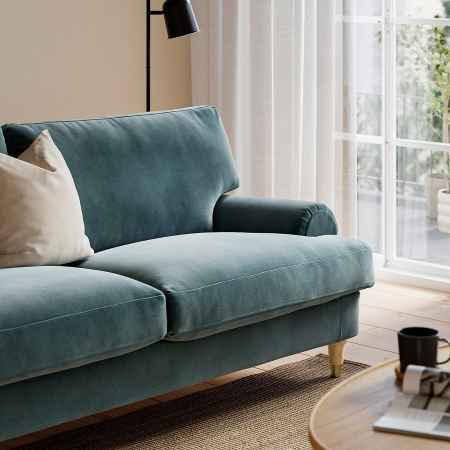 VALNÄS 3-seat sofa, Alhamn dark grey-blue, 246x90x94 cm