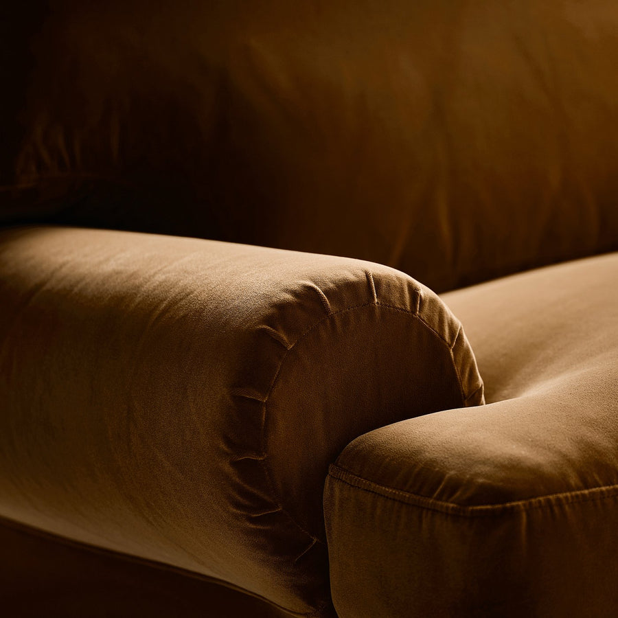 VALNÄS 3-seat sofa, Alhamn dark yellow-brown, 246x90x94 cm
