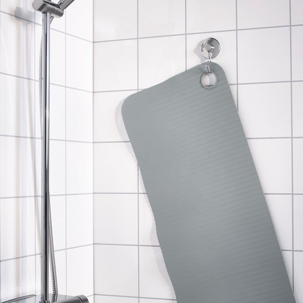 VALVATTNET bathtub mat, grey, 33x84 cm