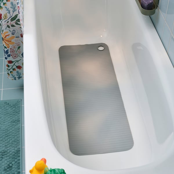 VALVATTNET bathtub mat, grey, 33x84 cm