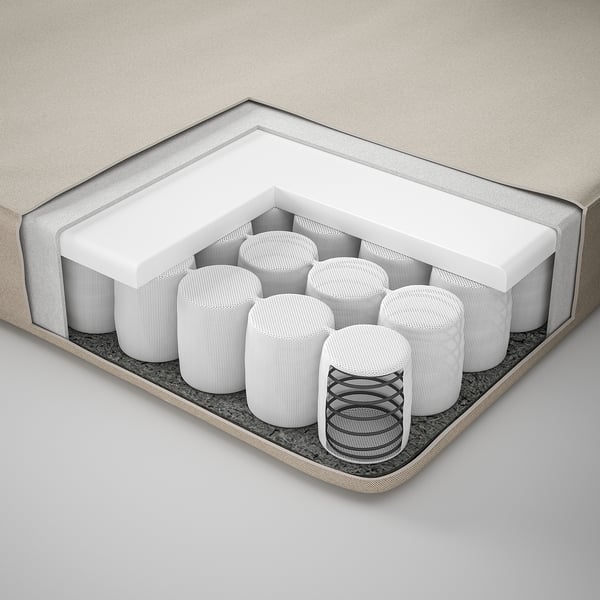 VANNAREID pocket sprung mattress, extra firm/beige, 80x200 cm