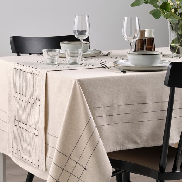 VÅRARV table-runner, dark grey/natural, 35x150 cm