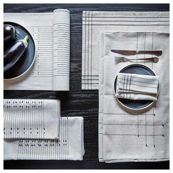 VÅRARV tablecloth, dark grey/natural