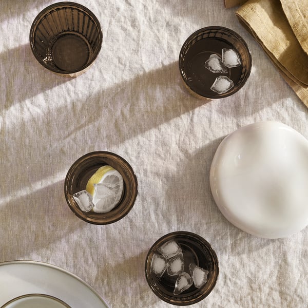 VARDAGEN glass, brown, 31 cl, 4 pack