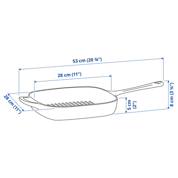 VARDAGEN grill pan, cast iron, 28x28 cm