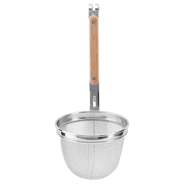 VARDAGEN noodle strainer, stainless steel/beech, 30 cm