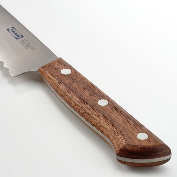 VARDAGEN bread knife, stainless steel/walnut, 23 cm