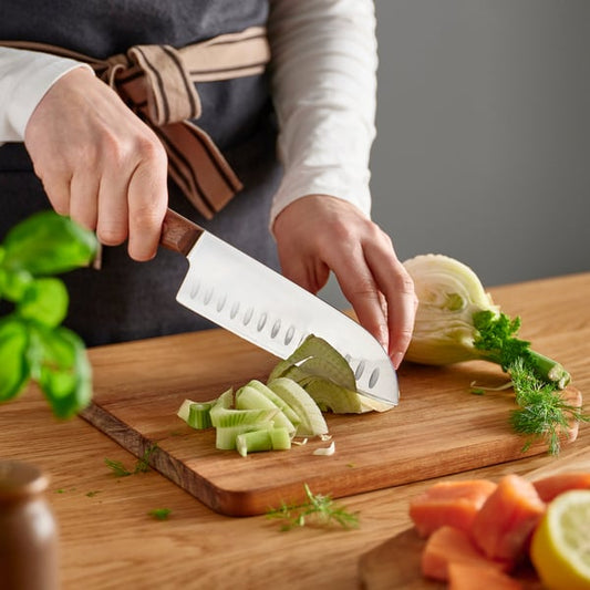 VARDAGEN santoku knife, stainless steel/walnut, 16 cm
