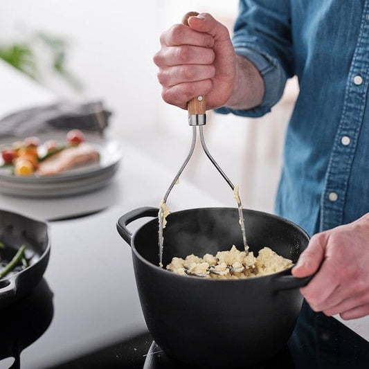 Ikea VARDAGEN - Potato masher, stainless steel/beech, 30 cm