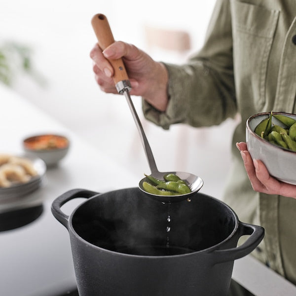 VARDAGEN skimmer, stainless steel/beech, 32 cm