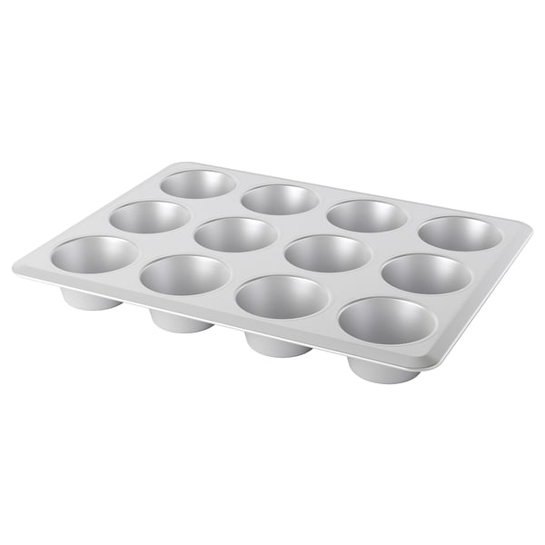 VARDAGEN muffin tin, silver-colour, 38x29 cm