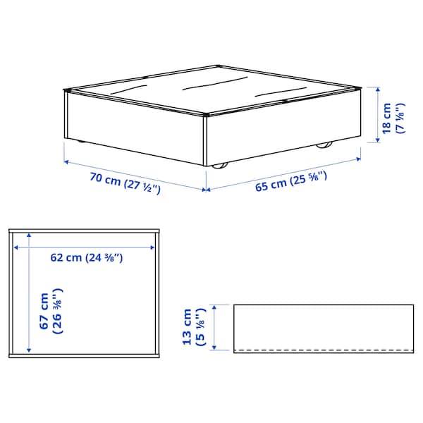 Ikea VARDÖ - Bed storage box, black, 65x70 cm