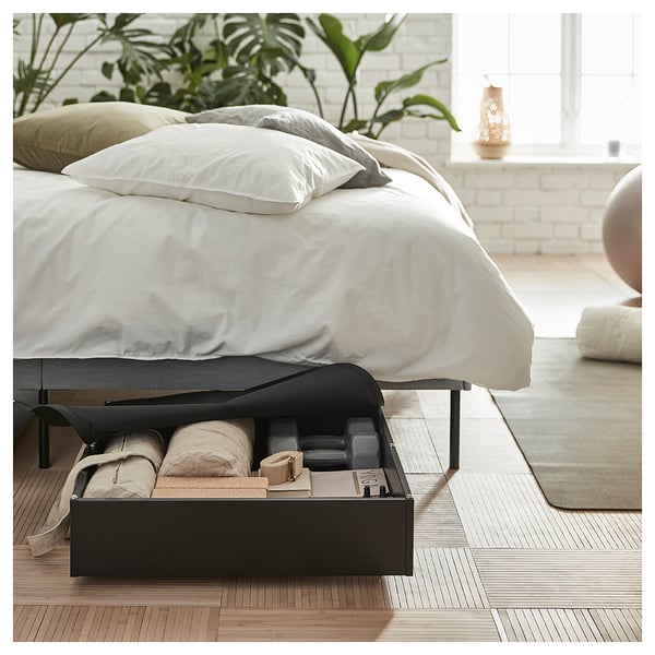 VARDÖ bed storage box, black, 65x70 cm